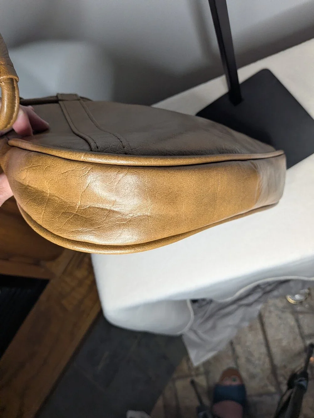 Vintage Fay Swafford Tan Sculpted Hobo Shoulder Bag